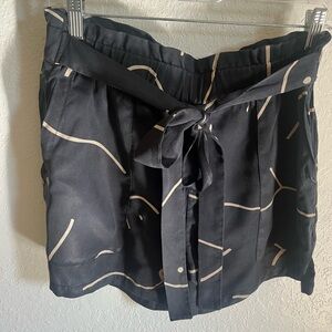 Artsy Black Patterned Cotton Shorts